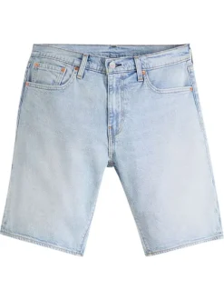 Short 405 en coton ciel coupe droite pourvu de coutures contrastées camel