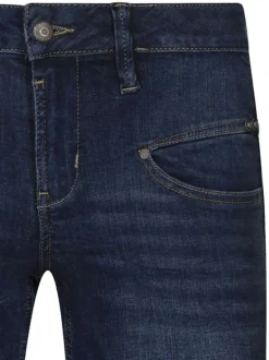 Short en coton indigo uni avec une coupe droite et un patch