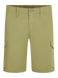 Short en coton kaki uni avec une coupe cargo et poches latérales