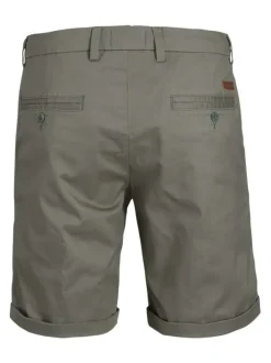 Short en coton kaki uni avec une coupe chino et des poches latérales