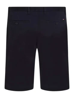 Short en coton marine uni avec une coupe chino et des poches latérales