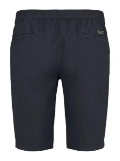 Short en coton marine uni avec une coupe chino et une taille élastiquée