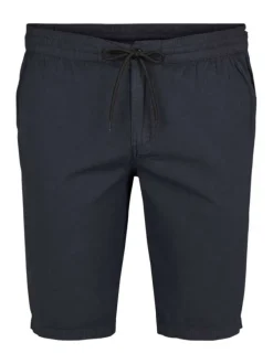 Short en coton marine uni avec une coupe chino et une taille élastiquée