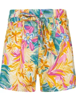 Short en coton à motif fleuri avec une coupe chino avec un lien à nouer à la taille