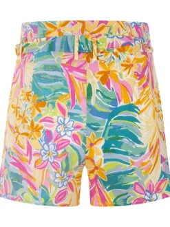 Short en coton à motif fleuri avec une coupe chino avec un lien à nouer à la taille