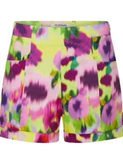 Short en coton multicolore imprimé fleuri avec 2 poches latérales