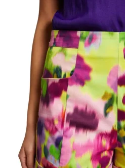 Short en coton multicolore imprimé fleuri avec 2 poches latérales