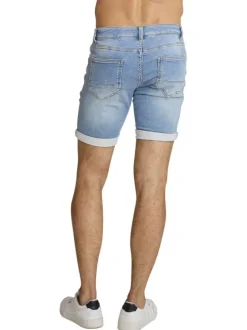 Short en coton stone à revers pourvu de coutures contrastées