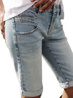 Short en coton stone uni avec une coupe droite et des passants pour ceinture