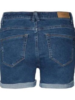 Short indigo en jean avec une coupe droite et une taille intermédiaire
