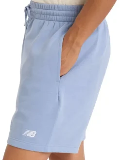 Short Jogging bleu uni à coupe droite avec 3 poches et logo blanc