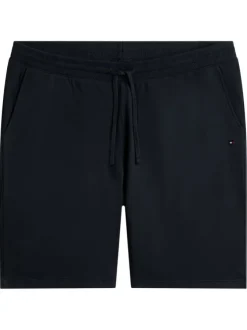 Short jogging en coton marine uni avec cordons de serrage à la taille