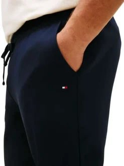 Short jogging en coton marine uni avec cordons de serrage à la taille