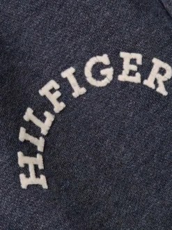 Short jogging en coton marine uni avec une coupe droite et nom floqué