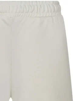 Short jogging en coton mélangé beige uni avec une coupe droite