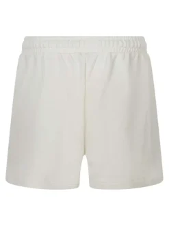 Short jogging en coton mélangé beige uni avec une coupe droite
