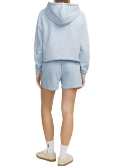 Short jogging en coton mélangé bleu ciel uni avec une coupe regular fit