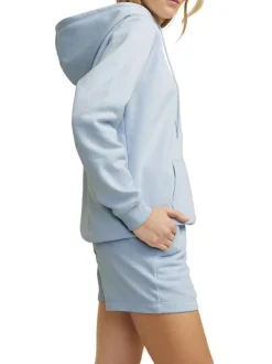 Short jogging en coton mélangé bleu ciel uni avec une coupe regular fit
