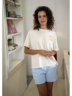Short jogging en coton mélangé bleu ciel uni avec une coupe regular fit