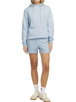 Short jogging en coton mélangé bleu ciel uni avec une coupe regular fit