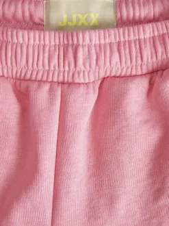 Short jogging en coton mélangé rose chiné à coupe regular fit et à taille haute