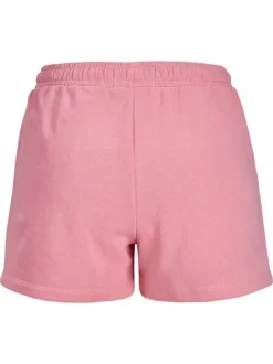 Short jogging en coton mélangé rose chiné à coupe regular fit et à taille haute