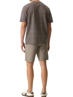 Short jogging en coton mélangé taupe uni avec une coupe droite