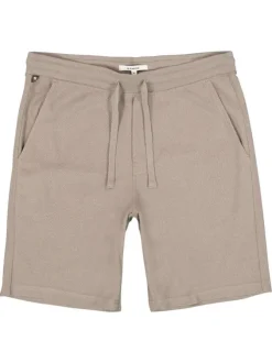 Short jogging en coton mélangé taupe uni avec une coupe droite