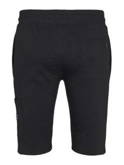 Short Jogging en coton noir uni en éponge non brossé