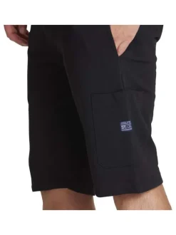 Short Jogging en coton noir uni en éponge non brossé