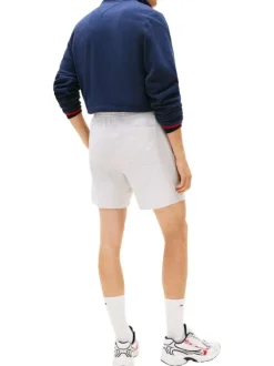 Short Jogging gris uni en maille gaufrée avec une taille élastiquée