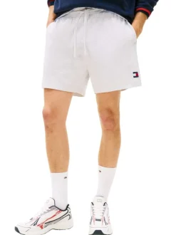 Short Jogging gris uni en maille gaufrée avec une taille élastiquée