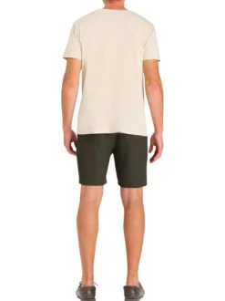 Short jogging kaki uni coupe droite et une taille élastiquée