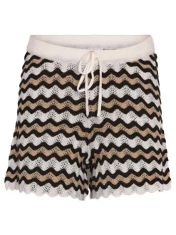 Short Jogging multicolore rayé à coupe droite avec taille élastiquée et cordon