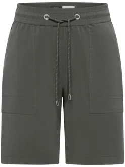 Short kaki uni pourvu d'une coupe large et d'une taille intermédiaire