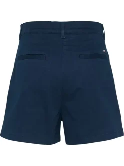 Short marine uni en coton biologique avec une coupe droite et passants
