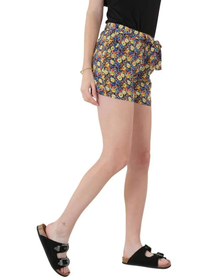 Short multicolore avec un imprimé floral intégral et une coupe courte
