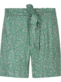 Short paper bag vert d'eau avec imprimé liberty all-over coupe droite