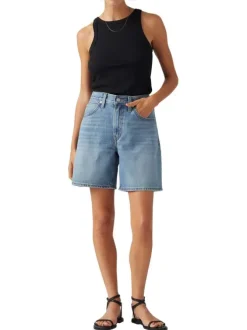 Short 5 poches 94 baggy en coton stone uni avec une coupe droite