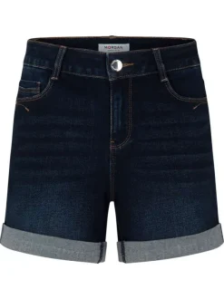 Short 5 Poches brut uni à revers avec passants pour ceinture