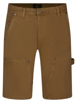 Short 5 poches camel uni avec une coupe droite et un patch d'authenticité