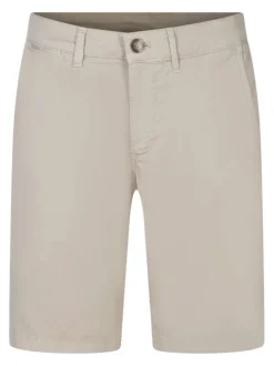 Short 4 poches chino en coton beige uni avec une coupe droite