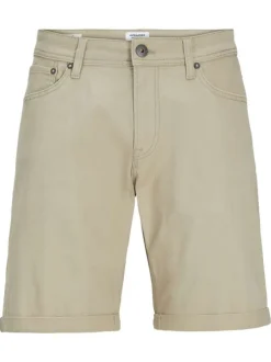 Short 5 Poches en coton beige uni avec jacron camel et une coupe ajustée