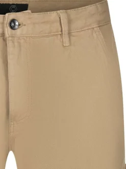 Short 5 poches en coton beige uni avec une coupe droite et des passants