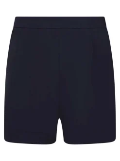 Short 5 poches en coton marine uni avec une coupe droite et une taille haute