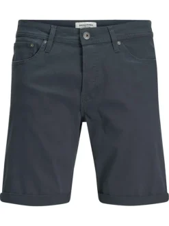 Short 5 Poches en coton marine uni à coupe slim avec jacron noir