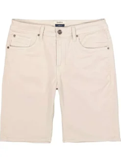 Short 5 poches en coton mélangé écru uni avec une coupe droite