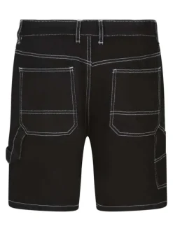 Short 5 poches en coton noir uni avec une coupe droite et des passants