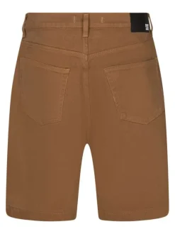 Short 5 poches worker baggy denim short rch en coton camel uni à coupe droite