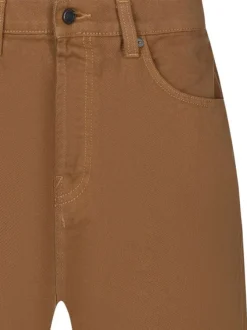 Short 5 poches worker baggy denim short rch en coton camel uni à coupe droite